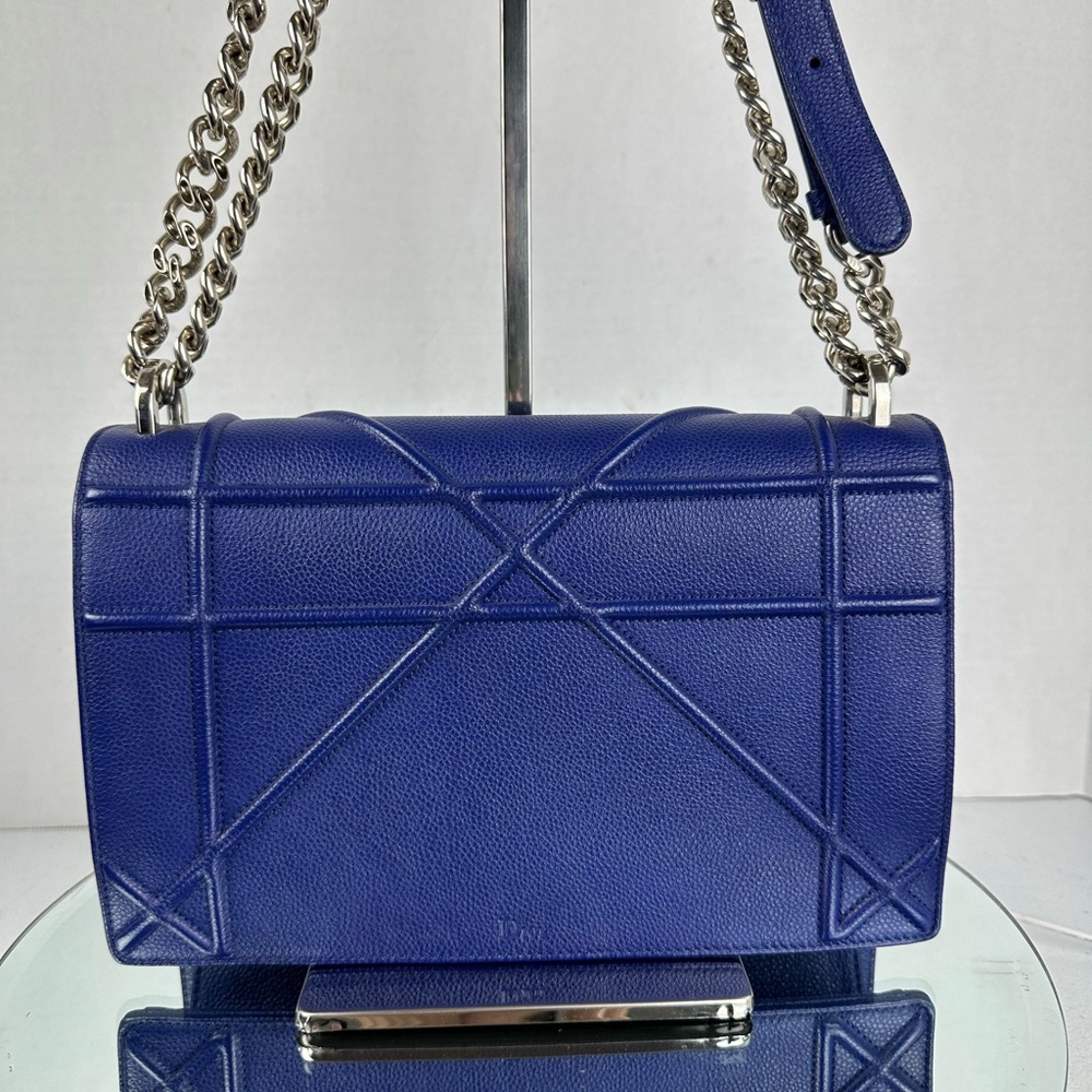 Christian Dior Grained Calfskin Medium Diorama Bag - Royal Blue Silver Hardware - Picture 4 of 12